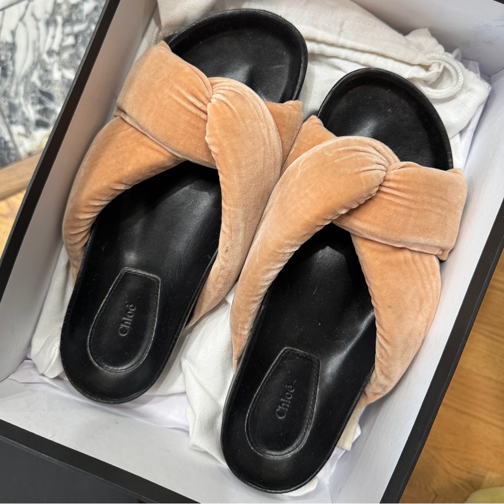 Chloe velvet slides